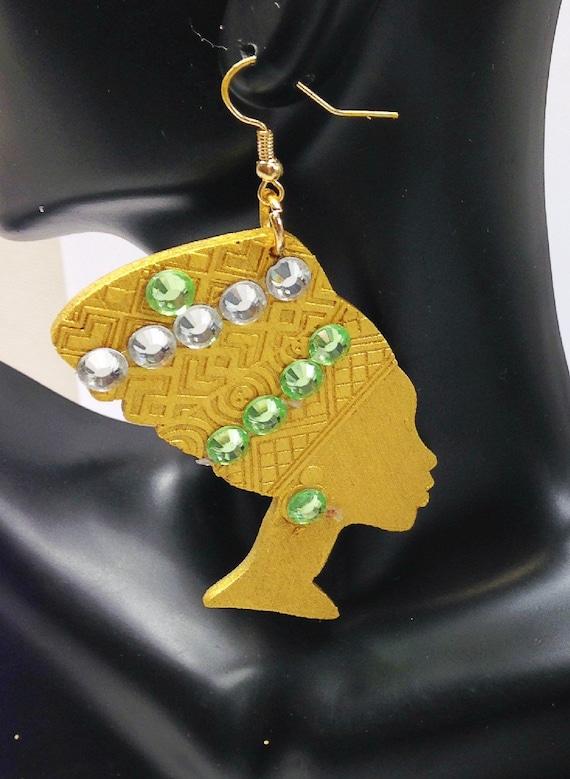 African Queen Wood Earrings Africa Wooden Earrings