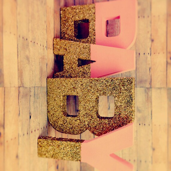 Glitter Letters Pink and gold self standing you choose by Ajobebe