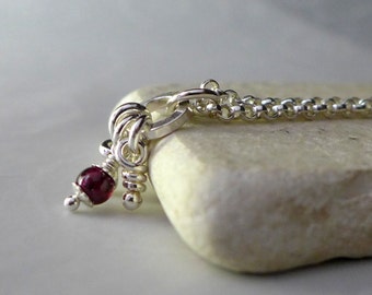 Garnet Flora Pendant, Sterling Silver Necklace, Rustic Organic Knots Pendant. Aroluna