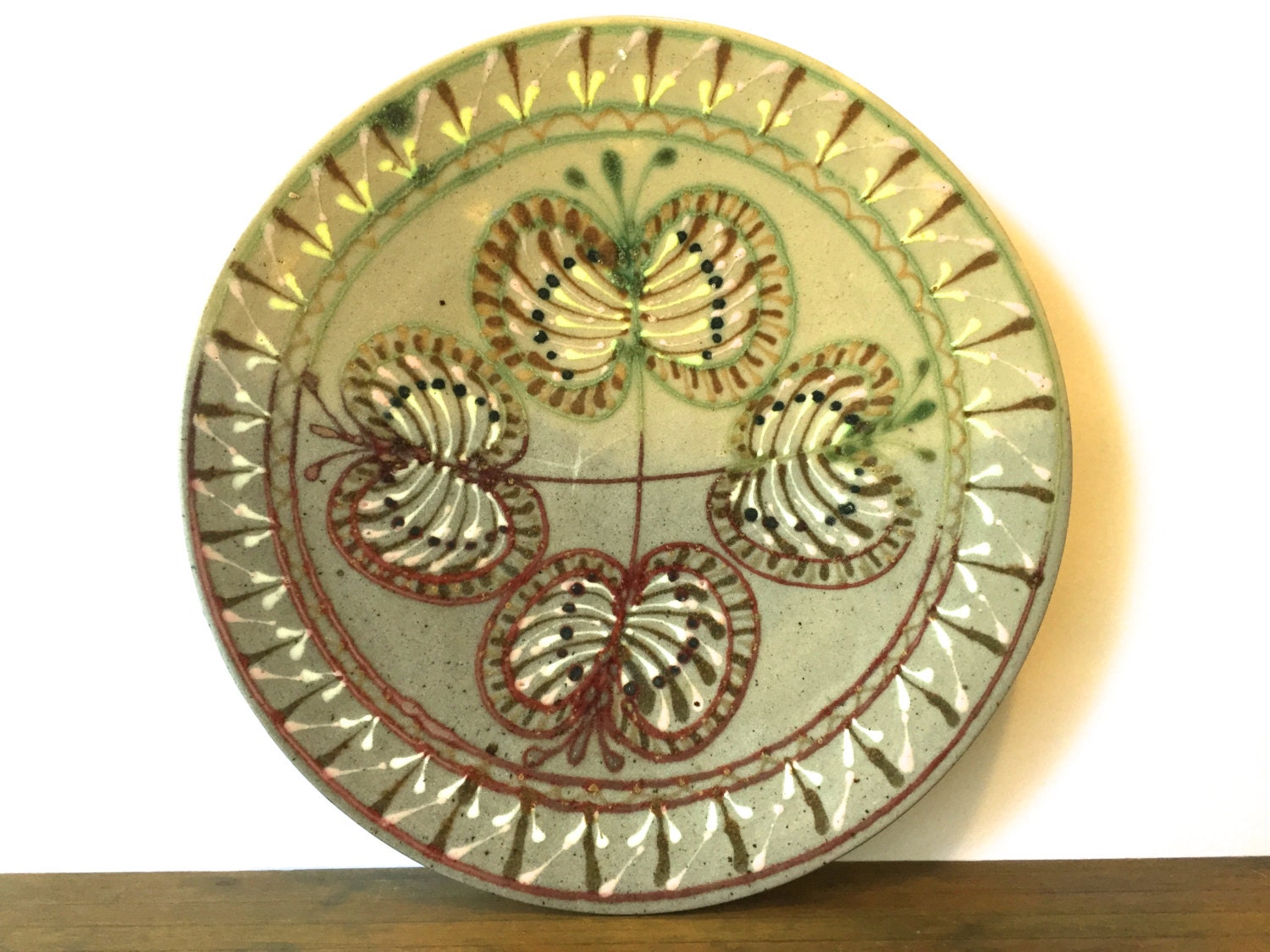 Large Mid Century Art pottery Plate Wall hanging plate or