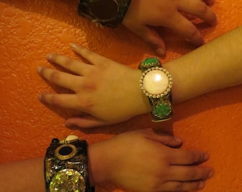 Custom-Made Papier Mache & Costume Jewelry Bracelets