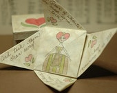 The Queen of Hearts - Puzzle Purse Valentine - 18th and 19th Century Folk Art - Love, Anniversary, Paper Whimsy