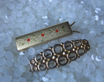 Silver tone and gold tone 1970s vintage barrettes