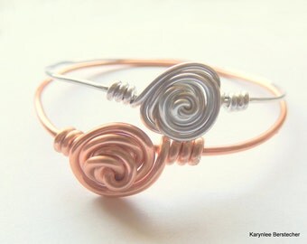 Friendship Knot Bangle, Silver or Copper Bangle, Minimalistic Jewelry, Wire Wrap Jewelry, Handcrafted Jewelry, Bangle Bracelet