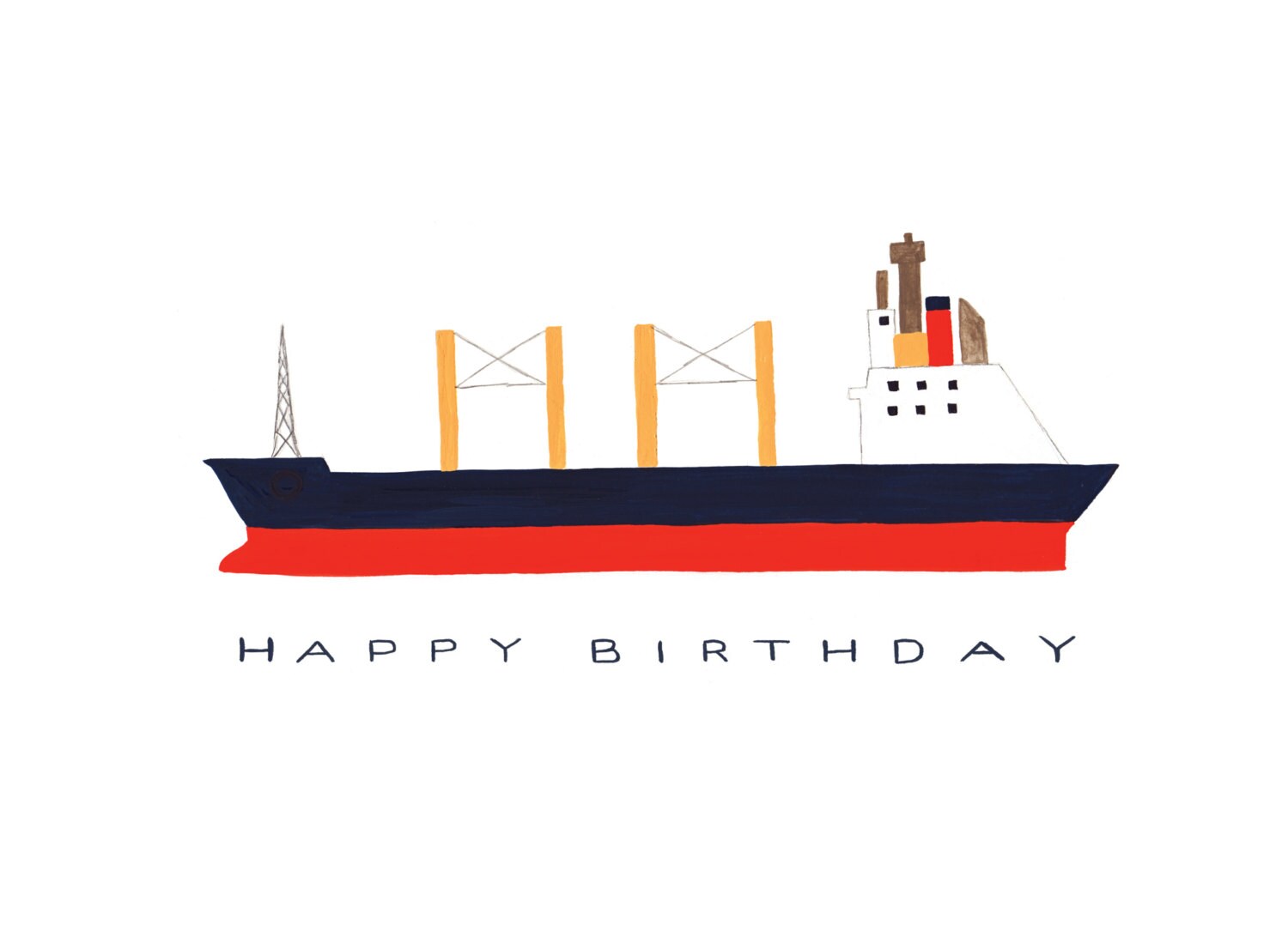 Cargo Ship Happy Birthday Card