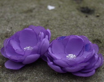 Lilac Purple Flower Hair Pins - Brooches - Shoe Clips Set of 2