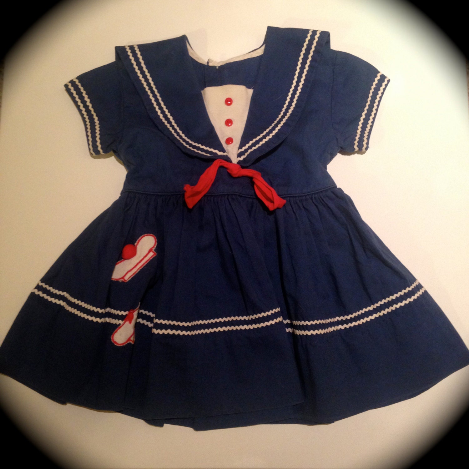 Baby Girls Navy Blue Sailor Dress Vintage by megancutlerecycled