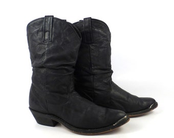 Women's Cowboy Boots Vintage 1980s Black Dingo Slouch size 6 1/2 M