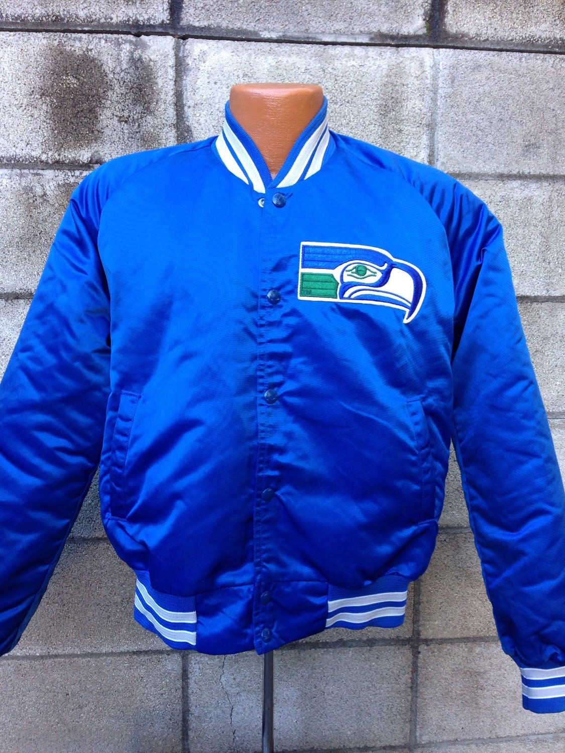 Seattle Seahawks Jacket Vintage Chalk Line 1980s NFL M Satin