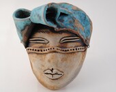 ceramic mask sculpture art clay face fine art wall decor