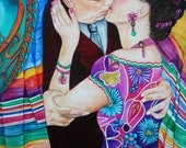 Fine Art Mexican Print Frida Kahlo Art Frida Kahlo Dress from Original Oil Painting Their Kiss by k Madison Moore Fine Art Mexican Print Frida Kahlo Art Frida Kahlo Dress from Original Oil Painting Their Kiss by k Madison Moore