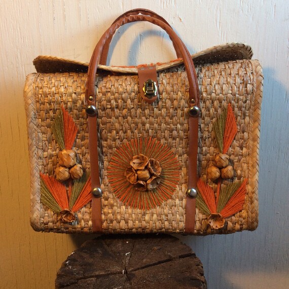 Vintage Mexican Satchel Straw Bag by MissEVintage on Etsy