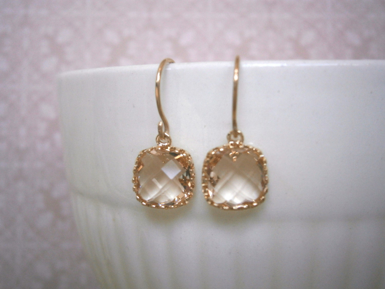 Blush Earrings Blush Champagne Gold Earrings by LisaDJewelry