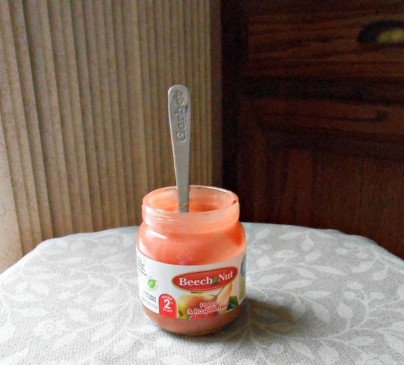 Fake Jar Baby Food With Spoon Reborn Prop Pears Raspberries