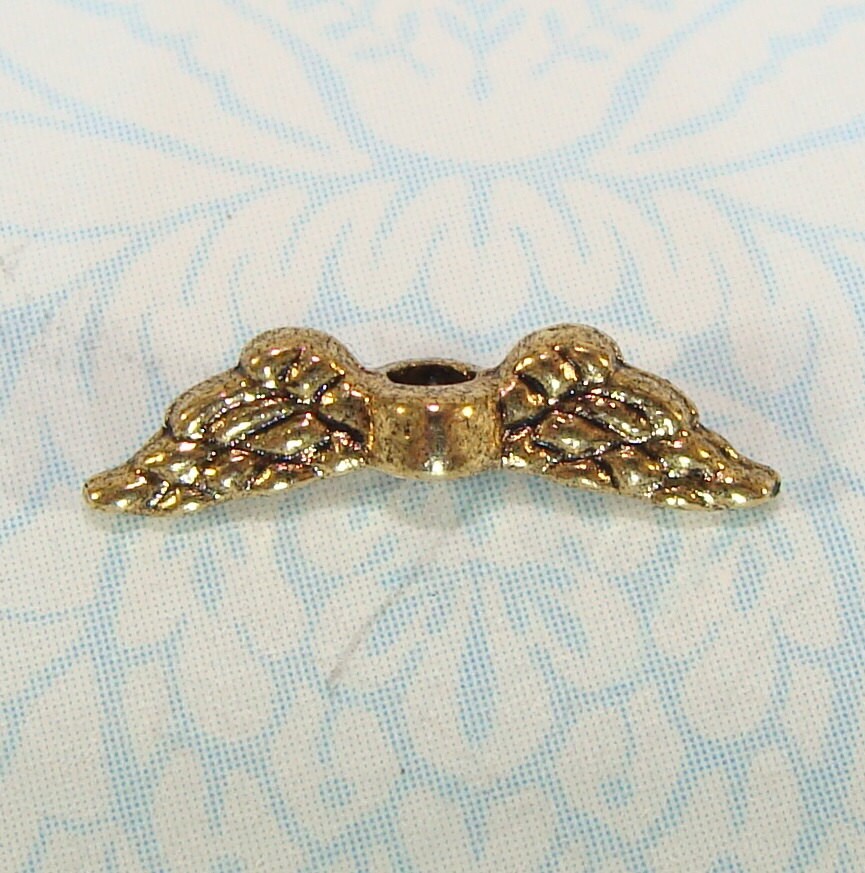 18 Angel Wing Beads Charms Gold 12mm 41143 Small Fairy Wings
