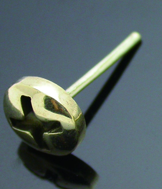 14 karat gold Phillips Screw Stud - 1 Single Earring - Industrial design - Urban Maker - Gal Barash - GB - Free Shipping