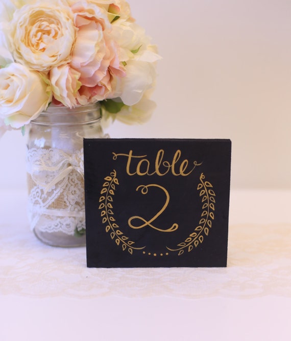 Wedding Table Numbers Calligraphy Laurel Wreath QUICK shipping available #MorgannHillDesigns by braggingbags