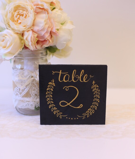 Wedding Table Numbers Calligraphy Laurel Wreath QUICK shipping available #MorgannHillDesigns by braggingbags