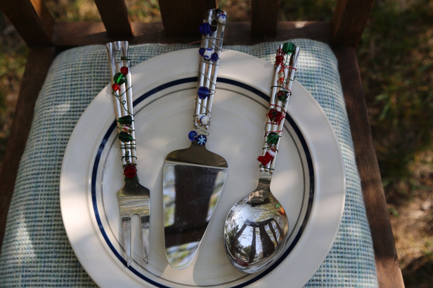 wrapped serving Serving Utensils Holiday utensils  Beaded haileyscloset by Hand and holiday