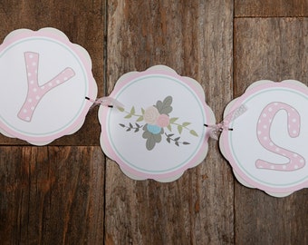 BABY SHOWER Banner - Pink Floral Baby Shower Banner - Baby Girl Shower Decorations - Pink Flowers - Flower Shower - Pink Floral Baby Shower