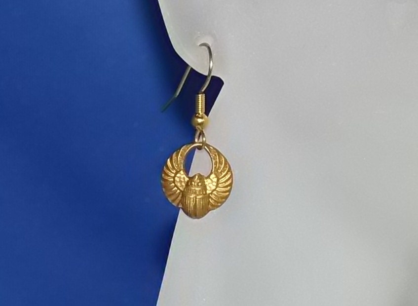 Men's Earrings Brass Egyptian Scarab Single Man's