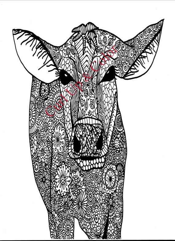 Items similar to Adult Coloring Page - Cow - Instant Download