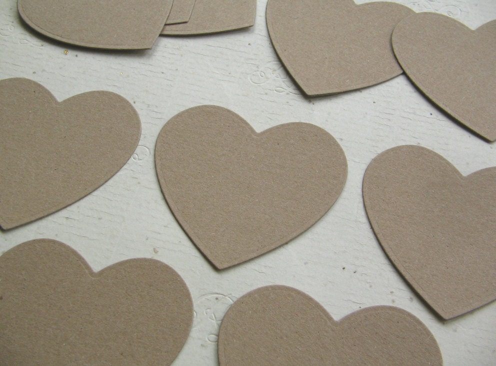 Large Kraft Card Die Cut Heart Shapes by TheBrightonEmporium