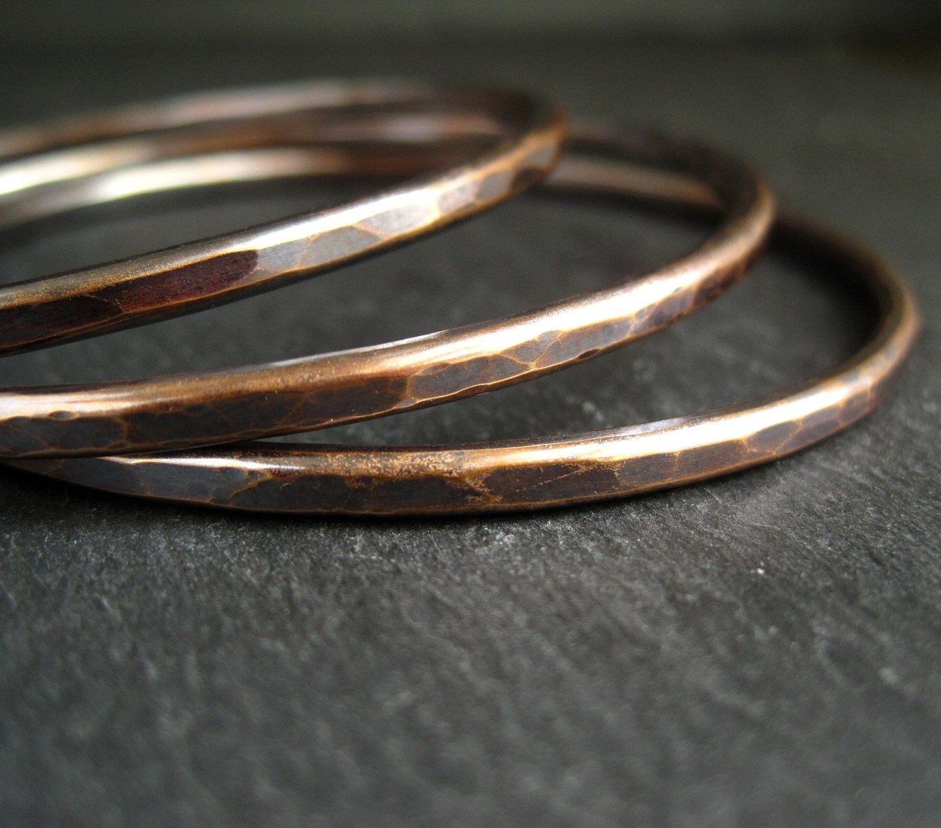 Bronze bangles stacking bangles hammered bangle bracelets