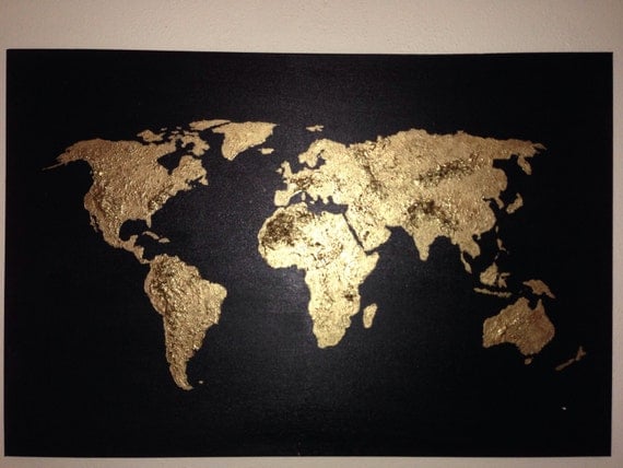 Items Similar To Original World Map Painting Acrylic World
