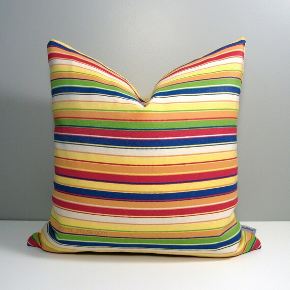 Colorful Outdoor Pillow Cover Modern Striped Throw Pillow