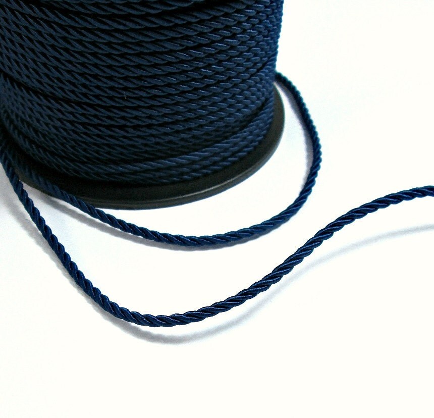 Twisted silk cord 3mm blue satin cord 4 meters