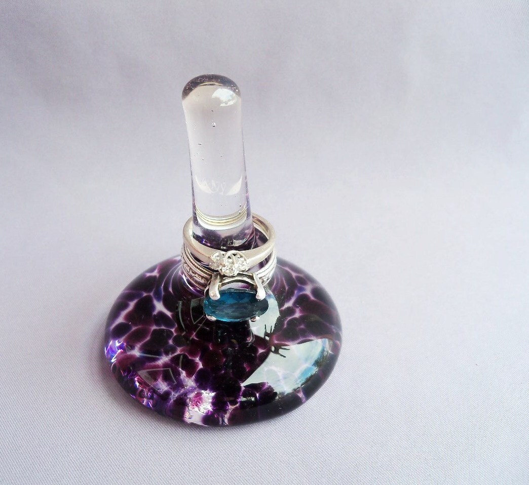 Hand Blown Art Glass Ring Holder by Route4glass on Etsy