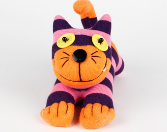 Free Shipping Handmade Sock Cheshire Cat Kitty Stuffed Animal Baby Toy