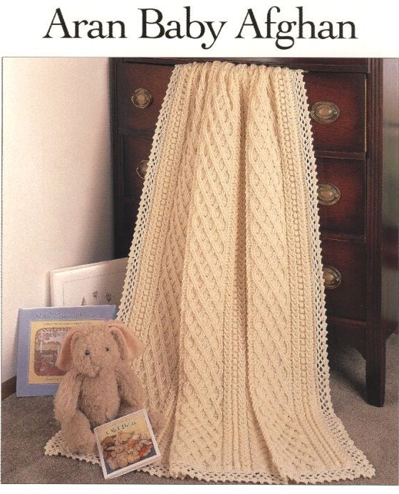 SALEAfghan Blanket Throw aran style crochet pattern