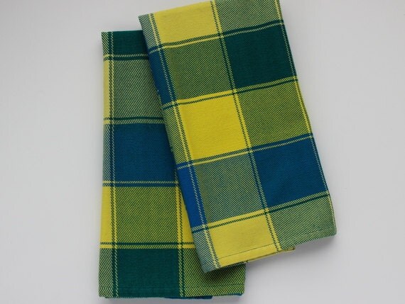 blue and yellow hand towels