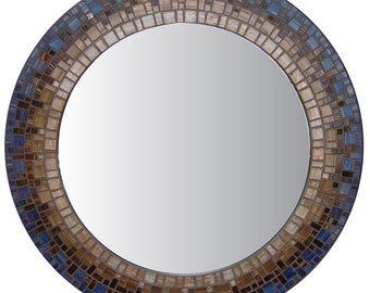 Mosaic Wall Mirror - Blue & Brown