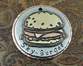 Custom Dog ID Tag-Hamburger Dog Tag-Personalized Pet ID Tag-Dog Collar ID Tag