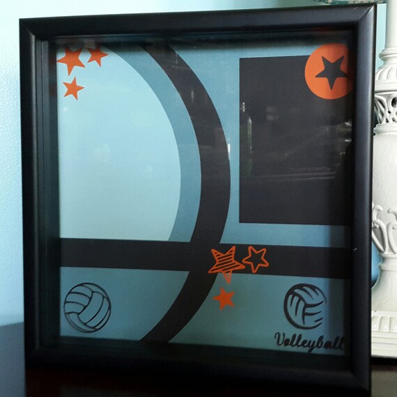 12x12 shadow box frame volleyball by ScrapbookEscape on Etsy