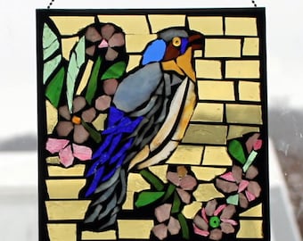 Blue Bird Stained Glass SunCatcher or wall Decoration