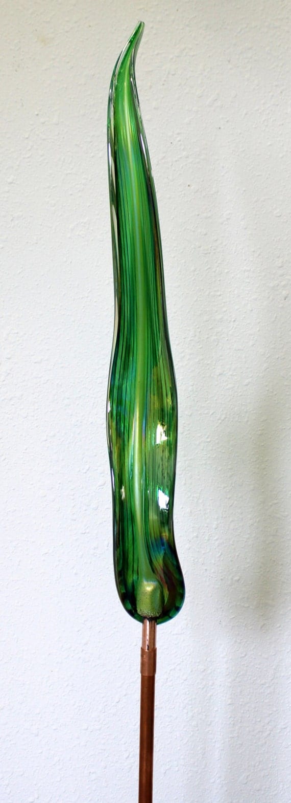 Hand Blown Glass Garden Art Outdoor Sculpture Decor GREEN