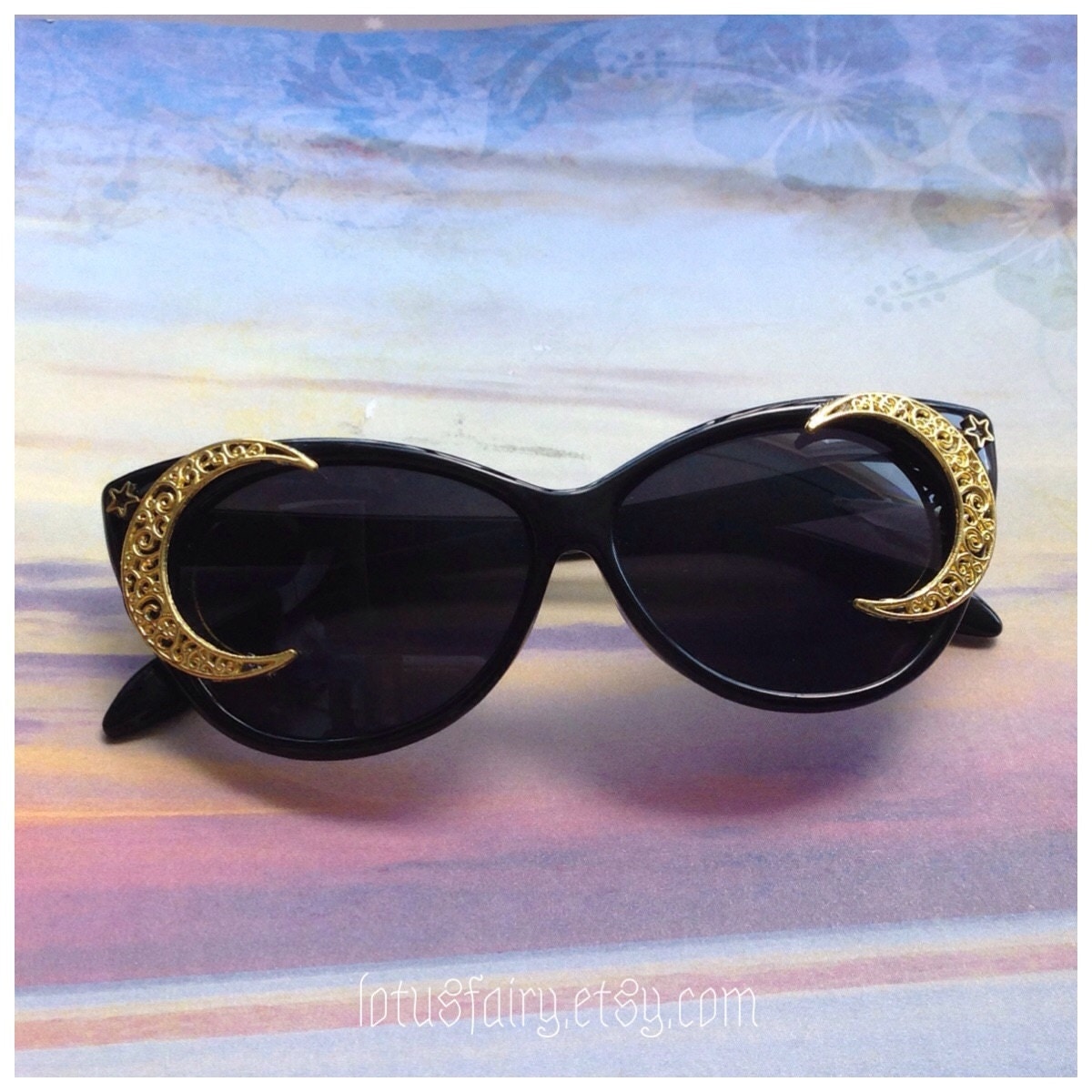 Gold Moon Sunglasses sailor moon embellished grunge by lotusfairy