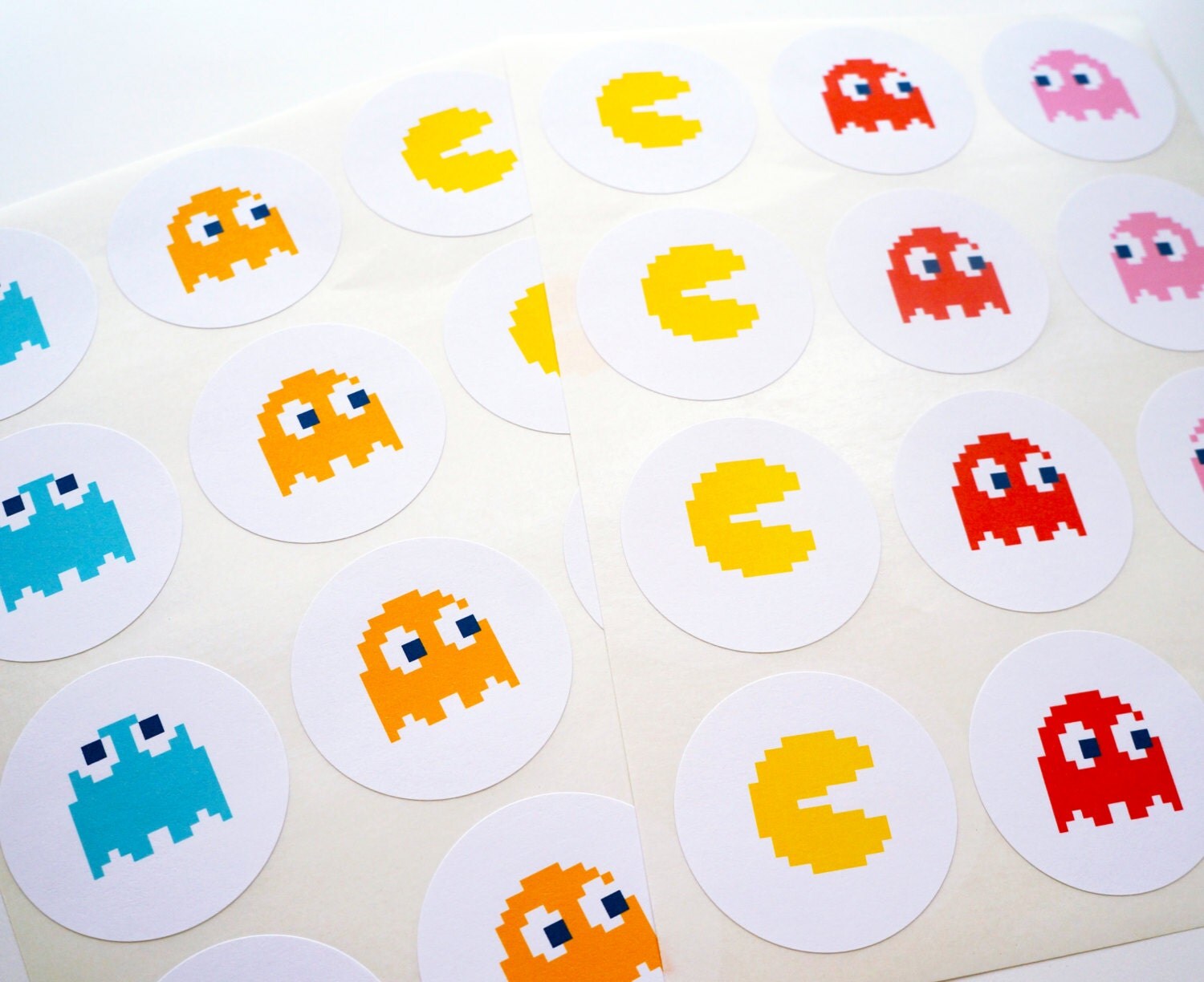 Pac Man 24 Pack Of Retro Arcade Stickers Free Shipping 