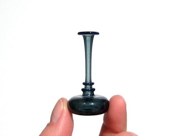 Miniature Vase in Sparkly Teal, Hand Blown Glass