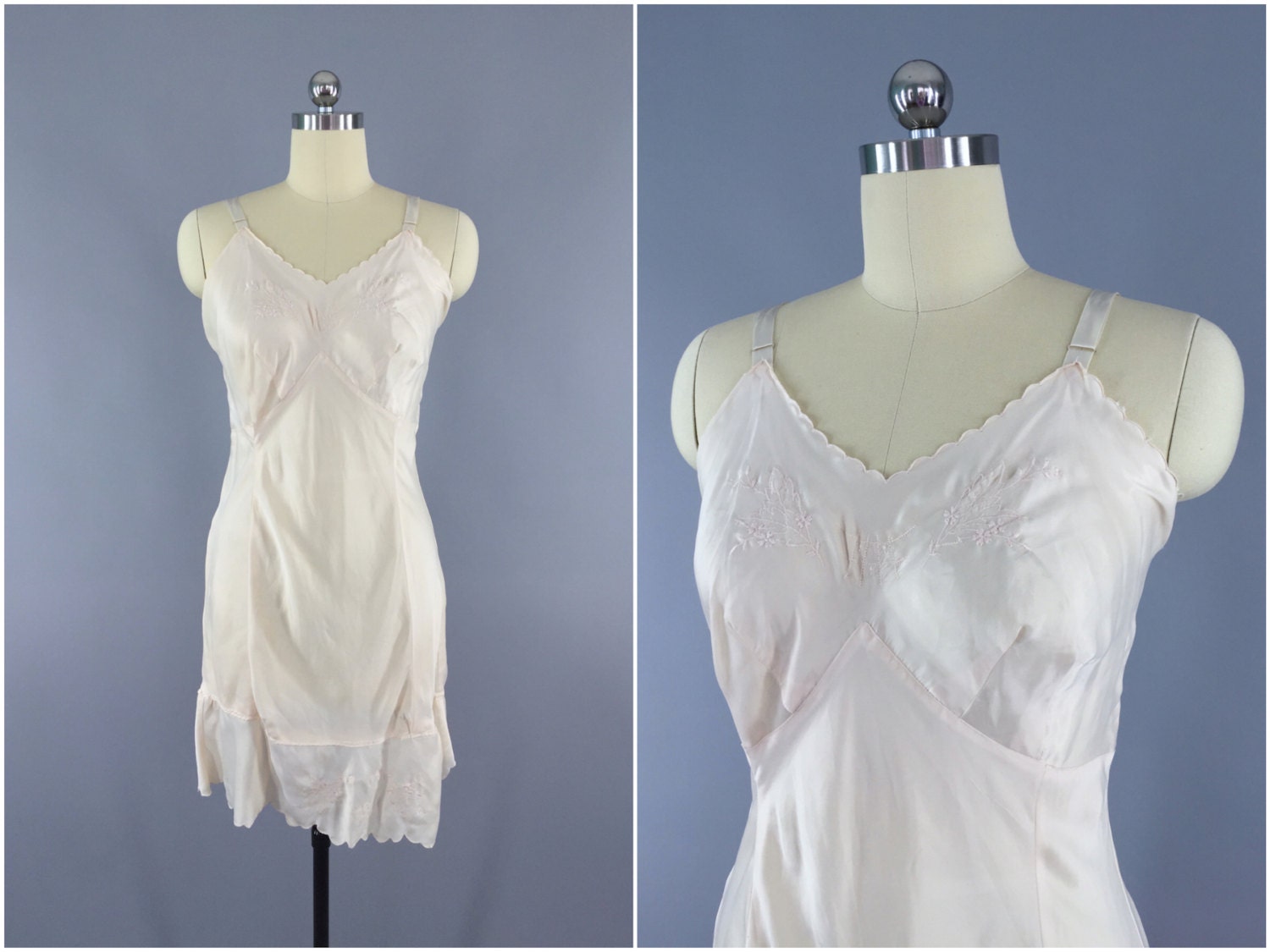 Vintage Full Slip / 1930s Slip / Silk Slip / Ivory by ThisBlueBird