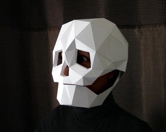 Skull Mask with Moving Mouth - Low Poly Mask Pattern Uses Just Paper and Glue! | Halloween Mask | Dia de Los Muertos