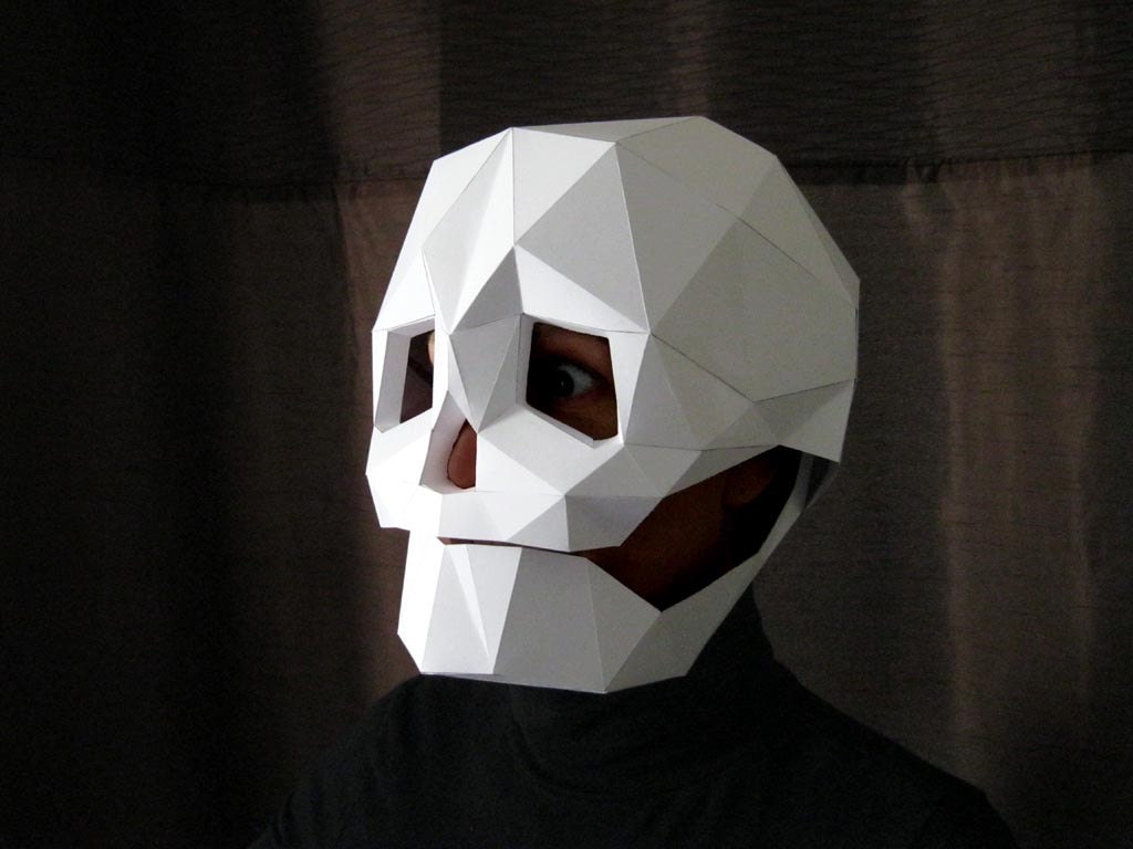 Skull Mask with Moving Mouth Low Poly Mask Pattern Uses Just