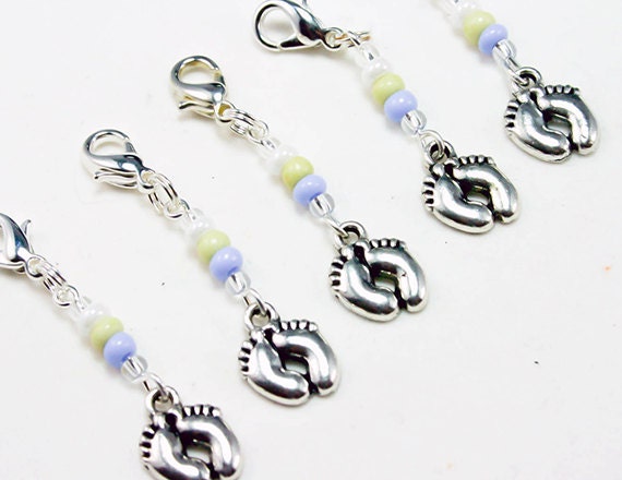 Baby Charm. Baby Shower Charms. Beaded Baby Feet Charm. Shower