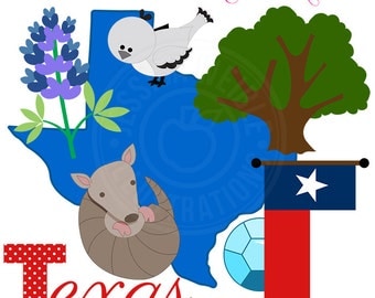 Texas Cute Digital Clipart for Invitations, Card Design, Scrapbooking, and Web Design, State of Texas Clipart, Texas Icon Clip Art