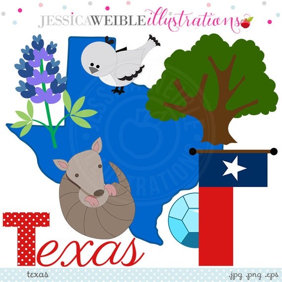 Texas Cute Digital Clipart for Invitations, Card Design, Scrapbooking, and Web Design, State of Texas Clipart, Texas Icon Clip Art Il_570xn