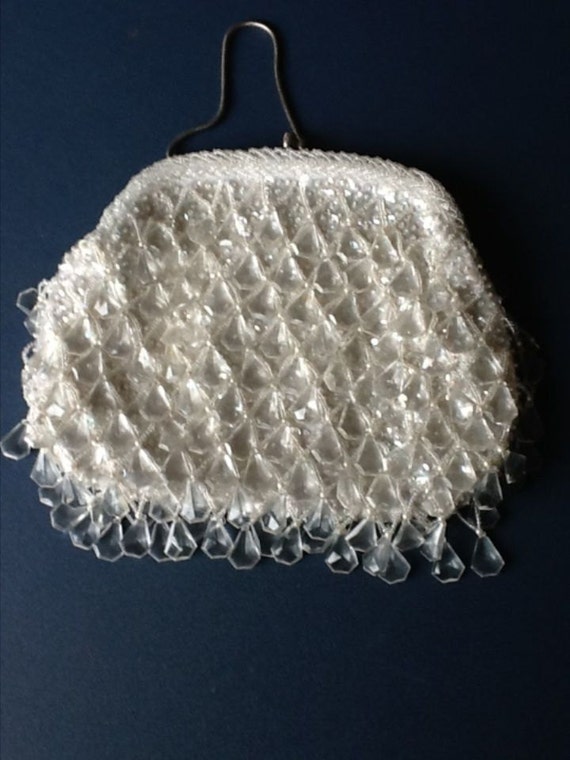 vintage walborg white chandelier clear beaded evening purse vintage walborg white chandelier clear beaded evening purse